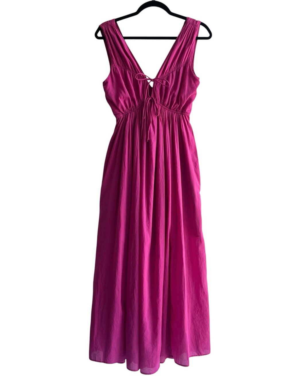 Abercrombie & Fitch Pink Tie Front Cotton Maxi Dress Medium Tall Empire Waist